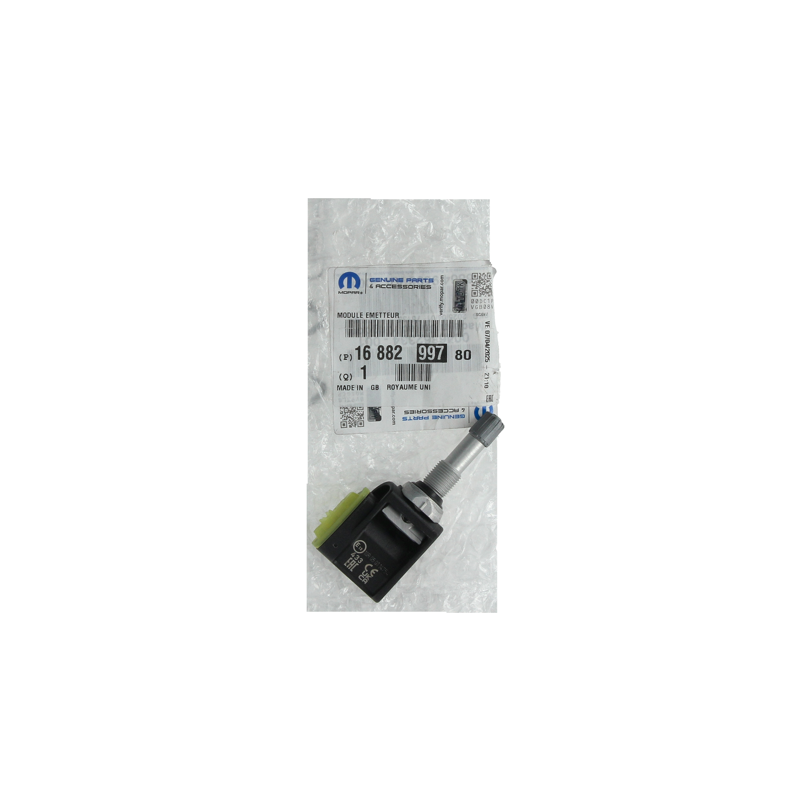Capteur de pression des pneus Original 1688299780 Citroen Peugeot
