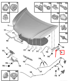 Charnière Capot Droit Nouvelle Original 791279 7912.79 Citroen