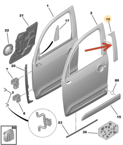 Moulure De Portes Droit Avant Oryginał Citroen C3 Picasoo 98196289XT