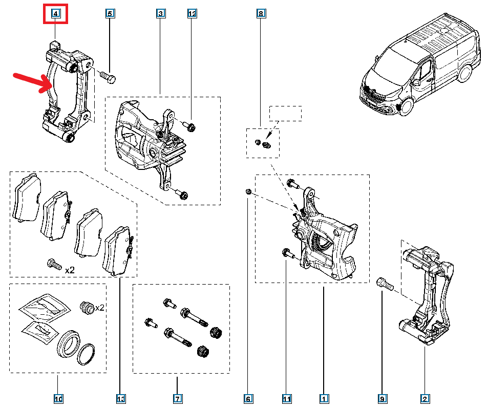 Support Étrier De Frein Droit Avant Nouvelle Original 410140855R Renault main product photo
