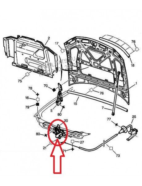 Serrure De Capot Moteur Avant Original Citroen Peugeot 406 793450 main product photo