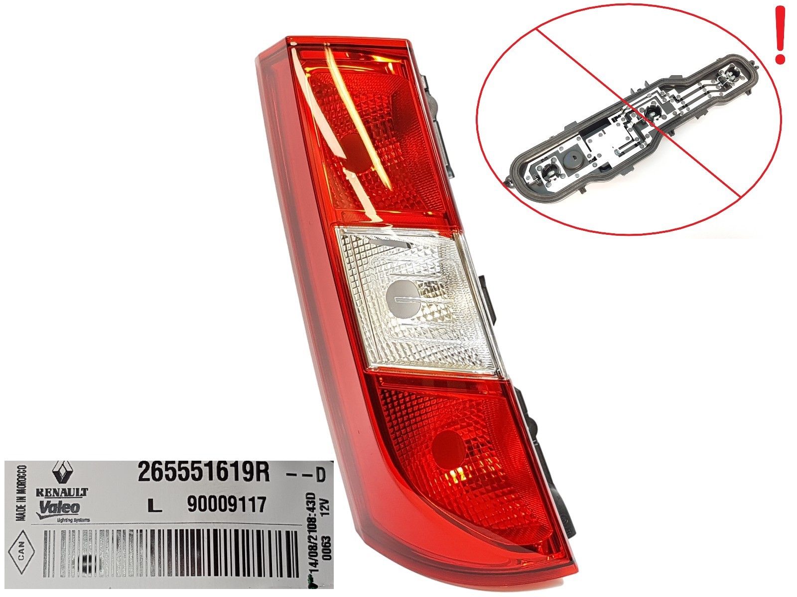 Phare De Voiture Gauche Arrière Nouvelle Original Dacia Dokker 265551619R Valeo main product photo